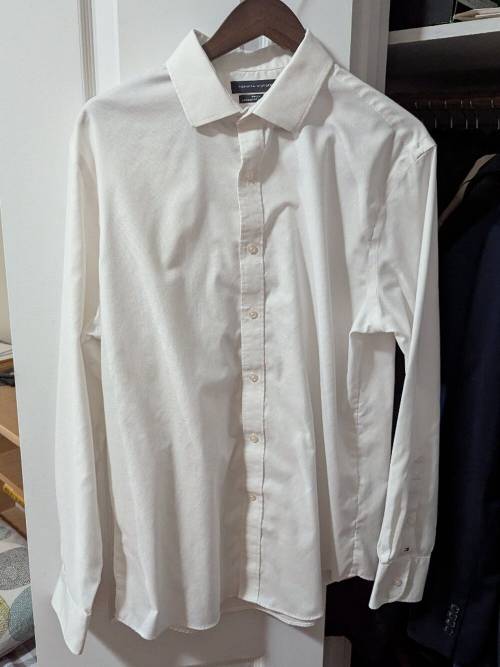 Tommy Hilfiger The Flex Textured Dress Shirt - White - Size XL - 17/34-35